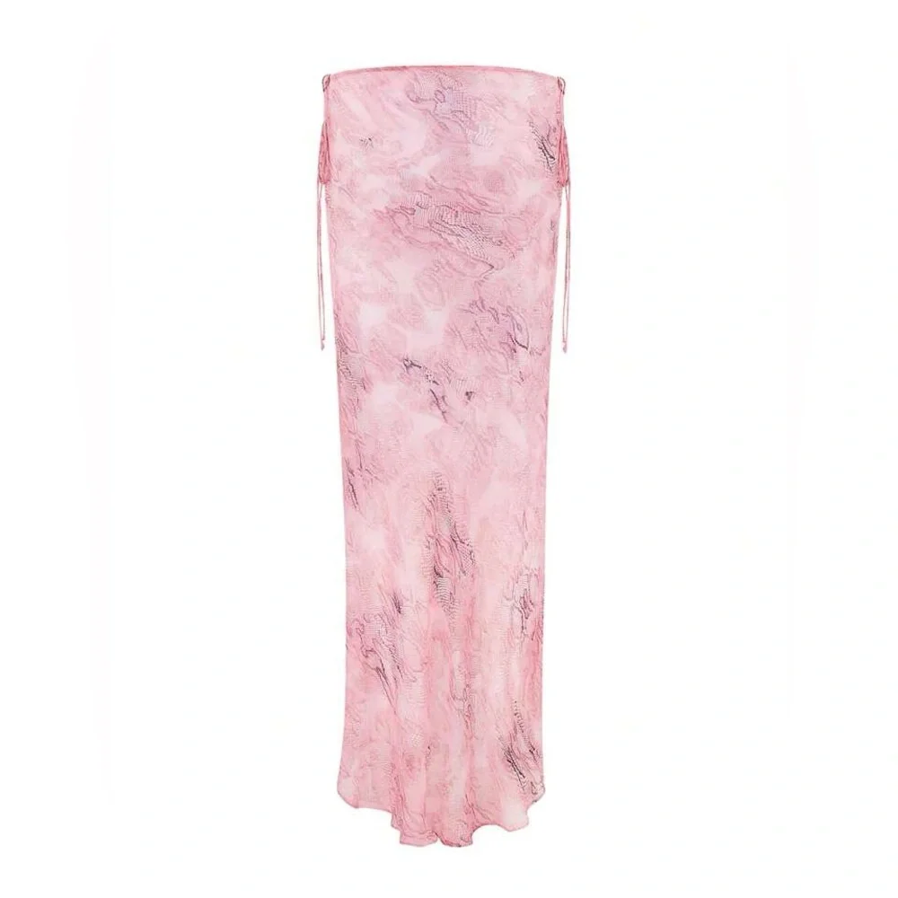Pink Tie-Front Top and Skirt Set never worn